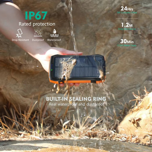 Solar Charger Power Bank 20000mAh – Waterproof & Fast Charge